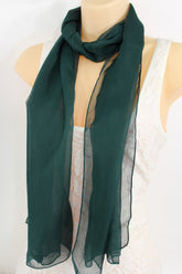 Dark Brown Dark Green Dark Blue Brown Neck Scarf Long Soft Sheer Fabric Tie Wrap Classic New Women Fashion - alwaystyle4you - 10
